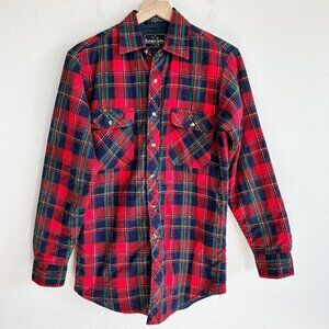 Vintage Northwest Territory Shacket Red Plaid Flannel Quilt Lined Chore